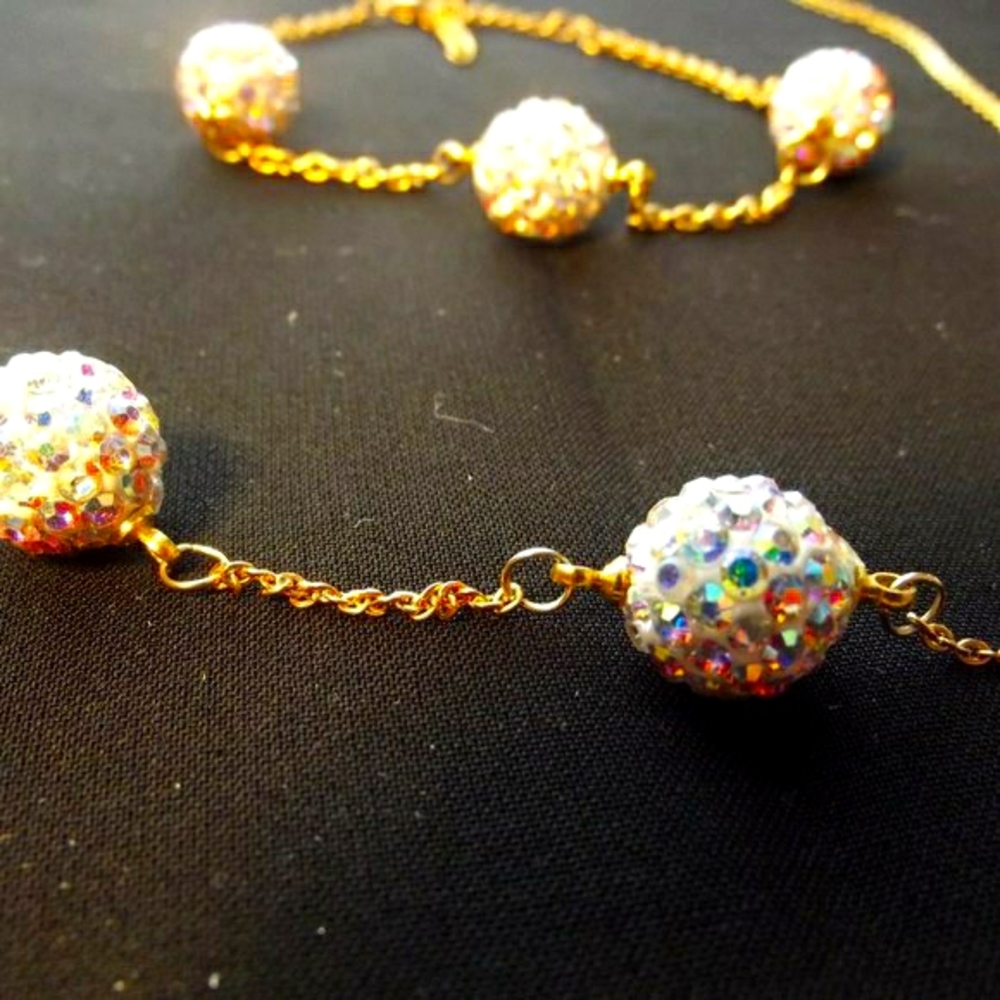 Aurora Borealis Bead Necklace Bracelet and Earrings Matching Set